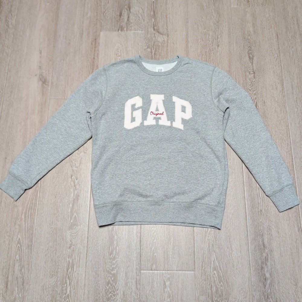 Vintage Gap Original Sweatshirt Womens Small Gray Crewneck Logo Pullover Fleece